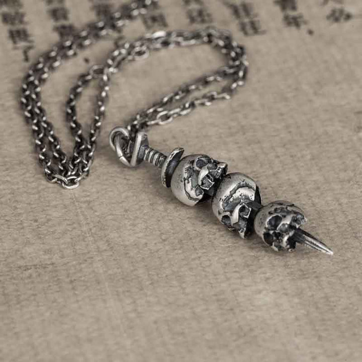 Skull Necklace | Gothic 925 Sterling Silver by Demonmirror-3
