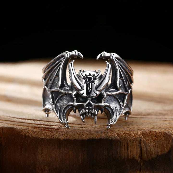 DemonMirror Men's Skull Sterling Silver Ring Jewelry-2