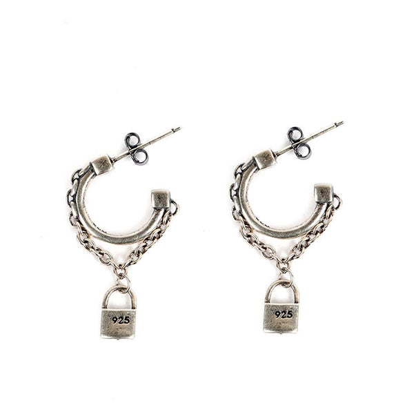 mens punk earrings with edgy lock design