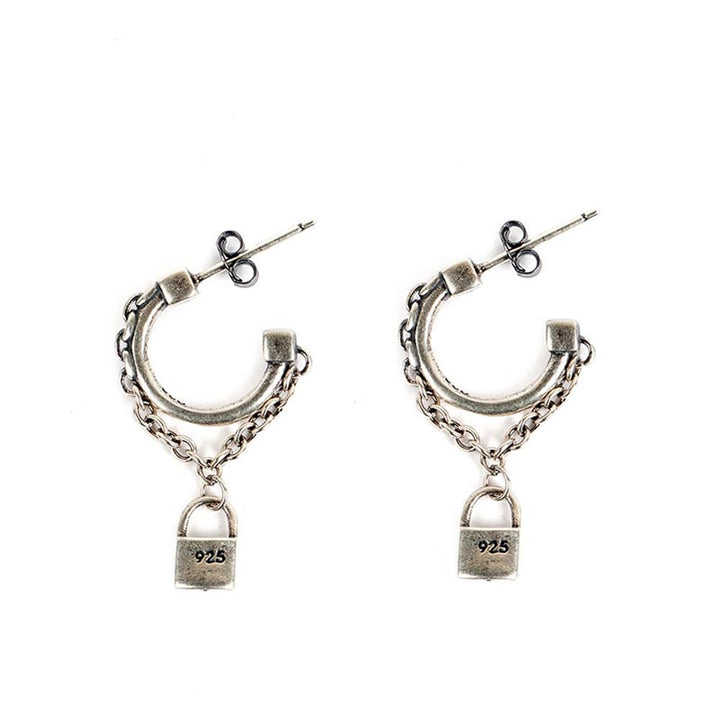 mens punk earrings with edgy lock design