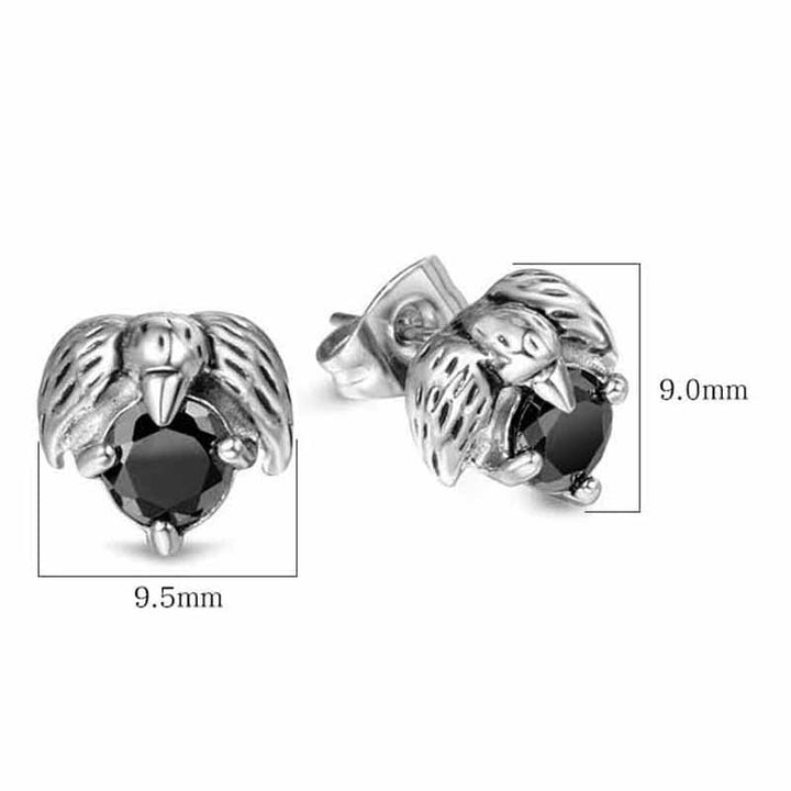 Black Diamond Earrings Studs | Gothic Stainless Steel Style by Demonmirror-5