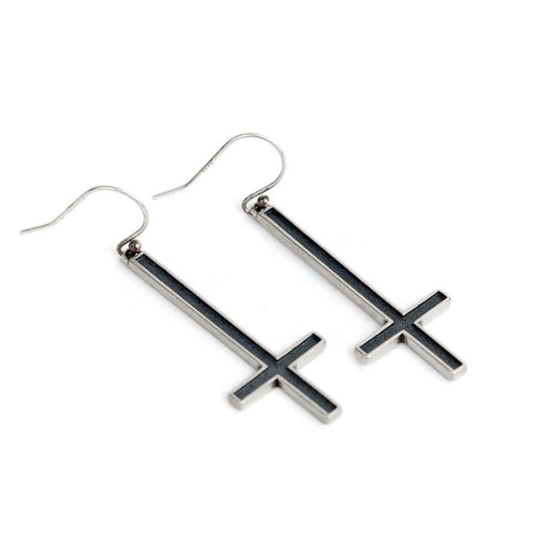 Large cross earrings vintage sterling silver gothic jewelry