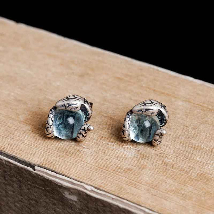 Snake Earrings | 925 Sterling Silver with Light Blue Topaz by Demonmirror-2