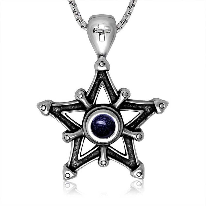 Black Star Sapphire Necklace in Gothic Stainless Steel by Demonmirror