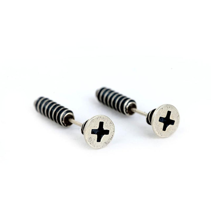 Screw Back Earrings | Punk Sterling Silver Studs by Demonmirror