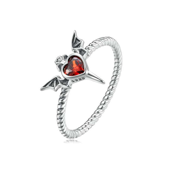 heart ruby ring sterling silver gothic design