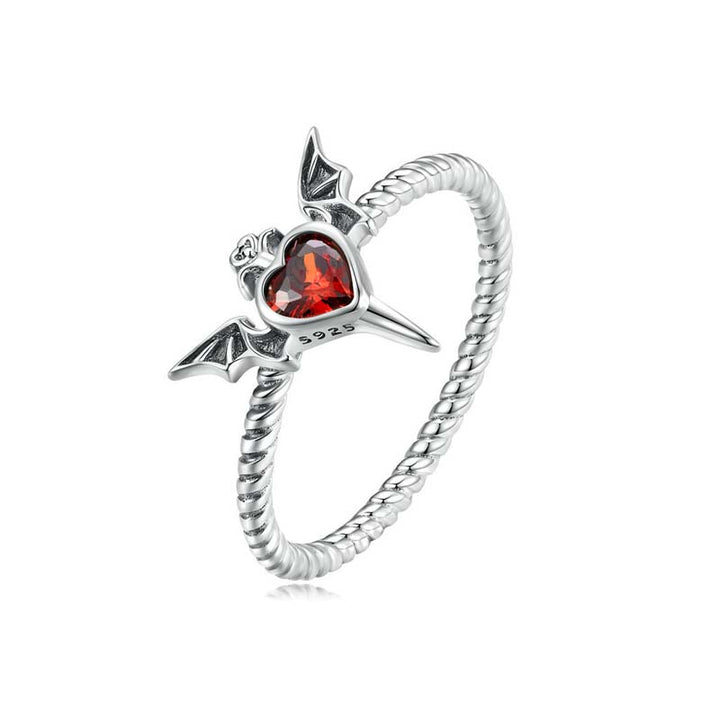 heart ruby ring sterling silver gothic design