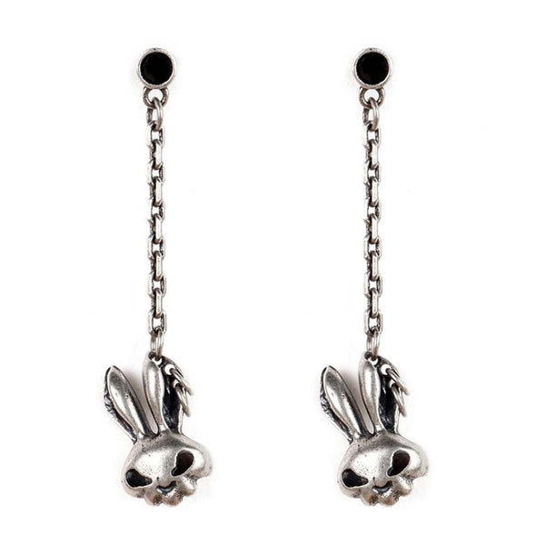 Cute bunny rabbit silver dangle earrings gothic chic