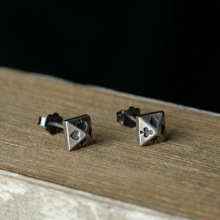 Pyramid earrings silver stud gothic jewelry-2