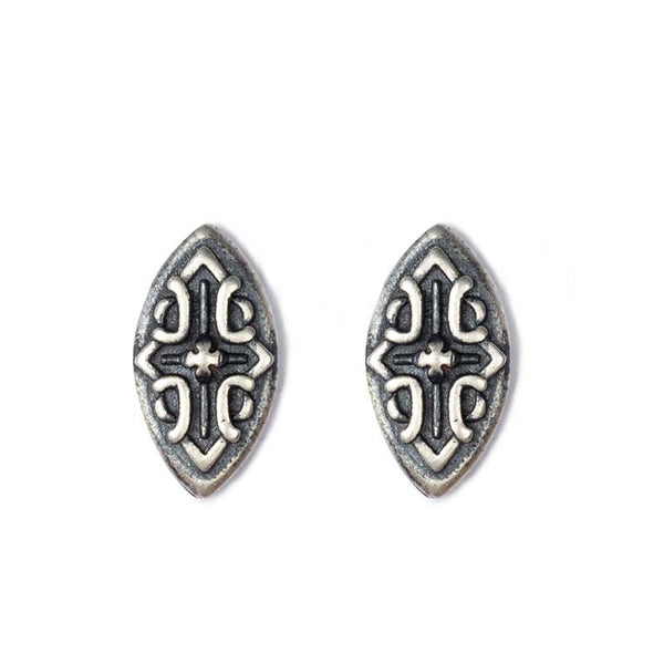 Gothic oval stud earrings in 925 sterling silver jewelry