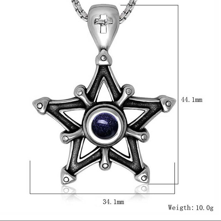 Black Star Sapphire Necklace in Gothic Stainless Steel by Demonmirror-5