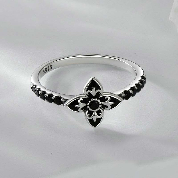 vintage flower ring sterling silver gothic jewelry-3