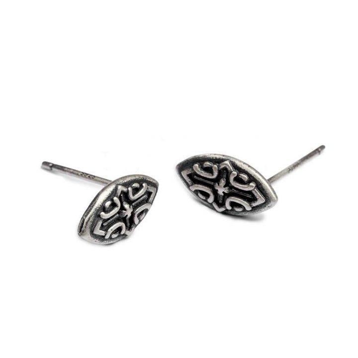 Gothic oval stud earrings in 925 sterling silver jewelry-7