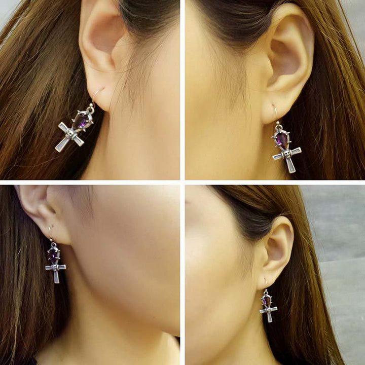 Gothic amethyst earrings for women with dark elegance-2