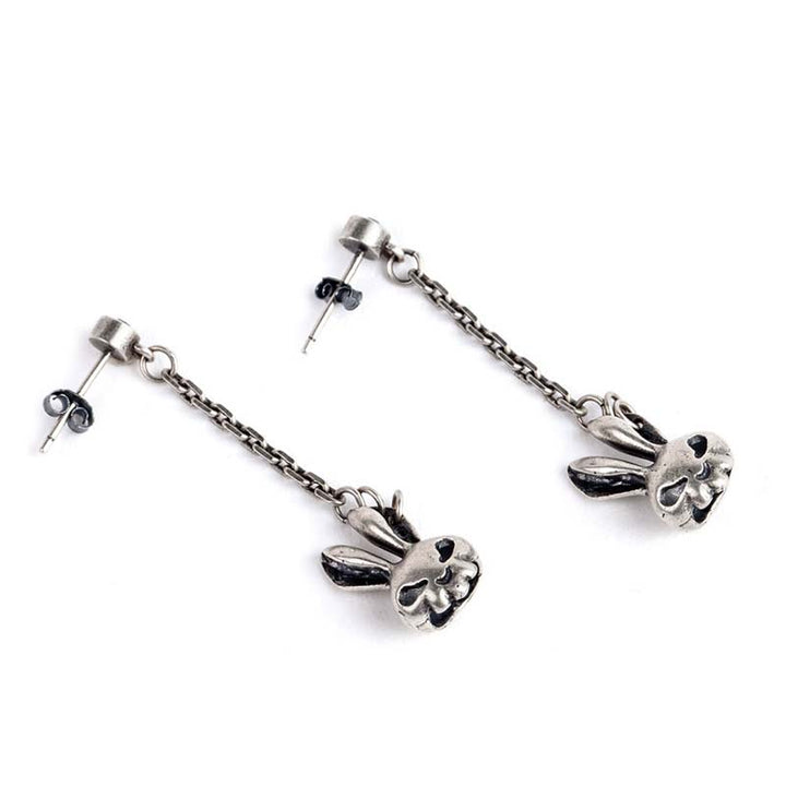Cute bunny rabbit silver dangle earrings gothic chic-7