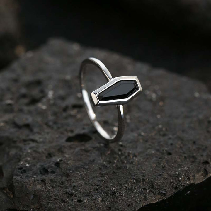 Black Coffin Ring - Sterling Silver Gothic Women's Ring by Demonmirror-4