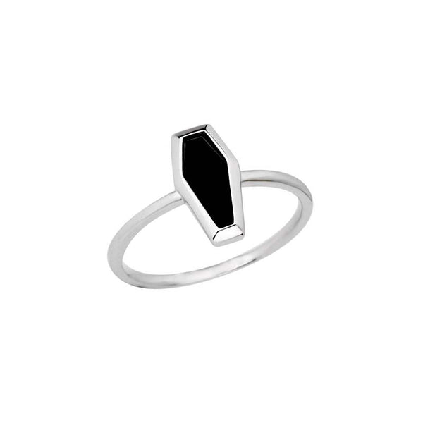 Black Coffin Ring - Sterling Silver Gothic Women's Ring by Demonmirror