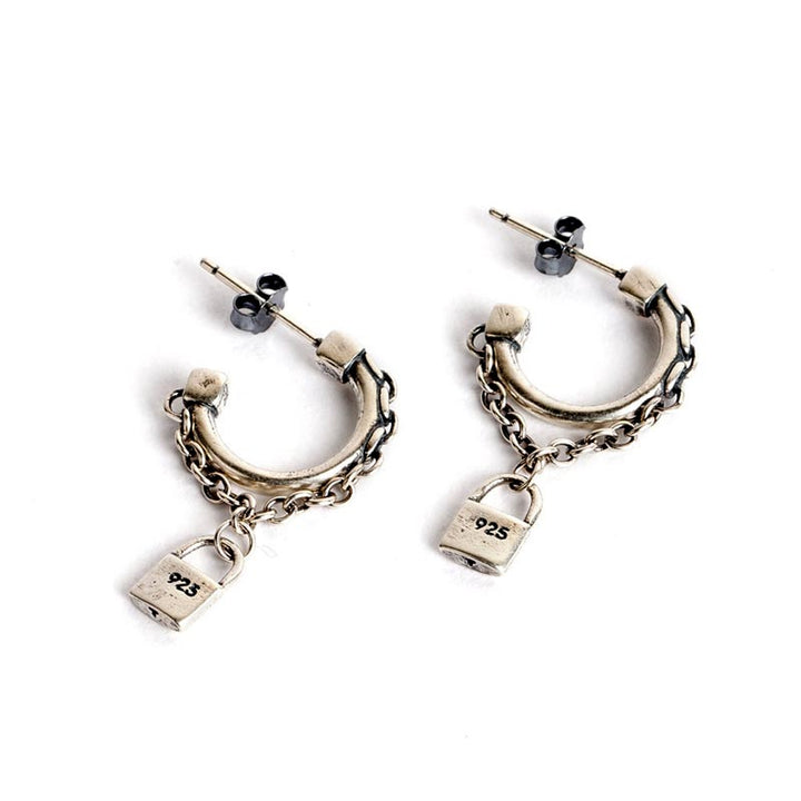 mens punk earrings with edgy lock design-7