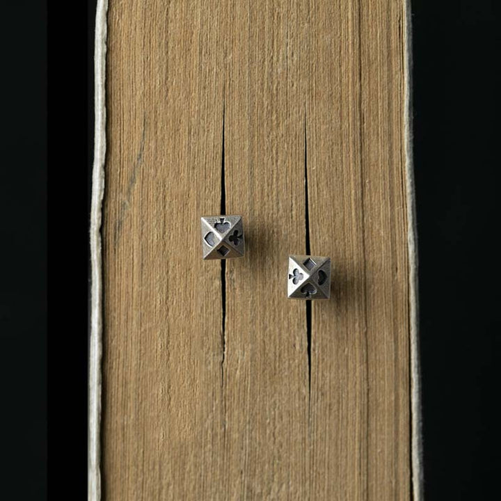 Pyramid earrings silver stud gothic jewelry-3