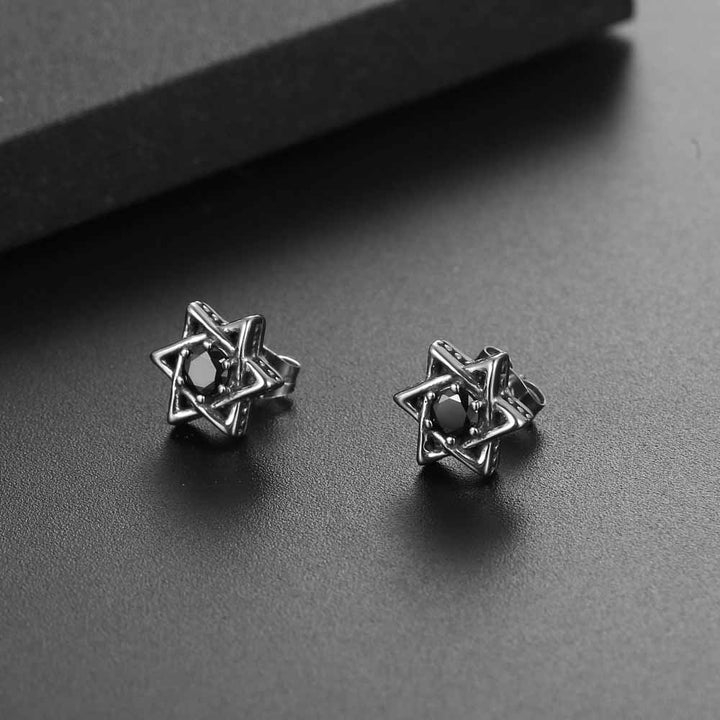 Stainless Steel Star Earrings - Demonmirror Punk Jewelry Collection-2