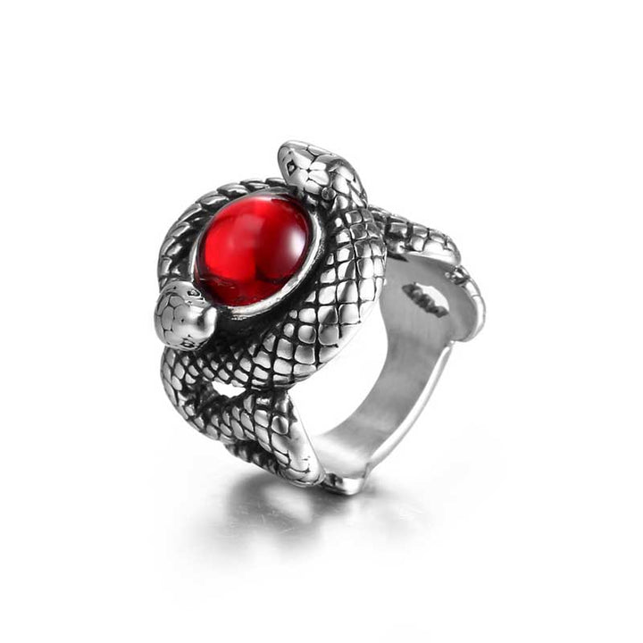 Snake Rings Set with Black Stones and Rubies by Demonmirror-2