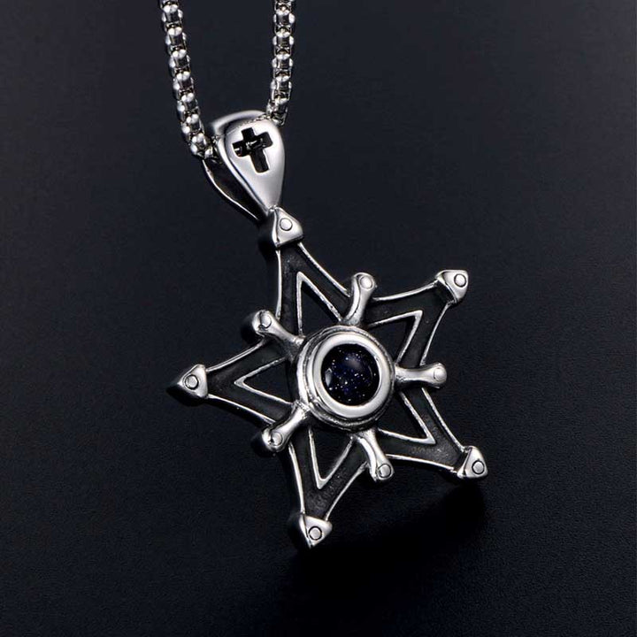 Black Star Sapphire Necklace in Gothic Stainless Steel by Demonmirror-2