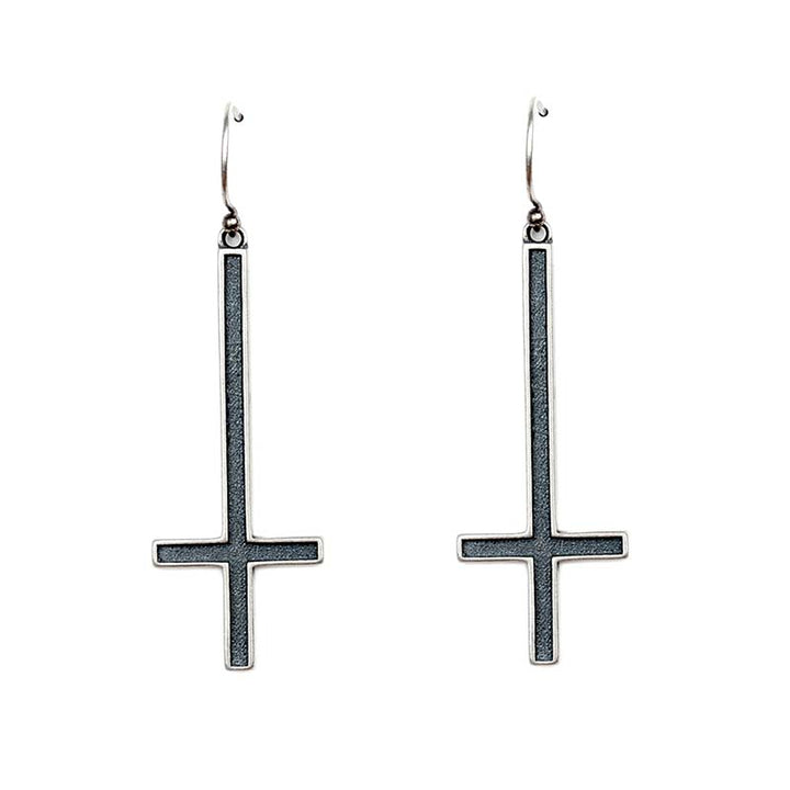 Large cross earrings vintage sterling silver gothic jewelry-8