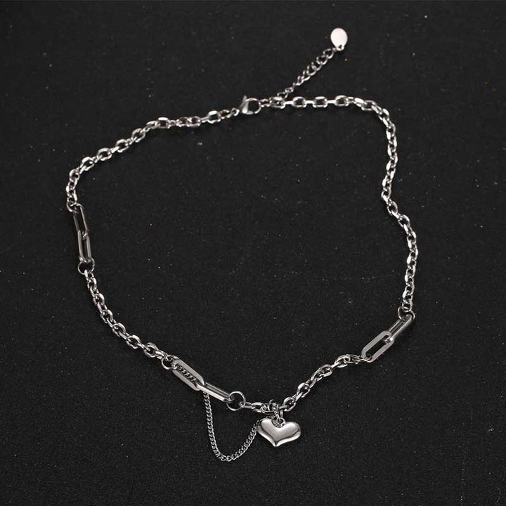 Heart Charm Necklace | Punk - style for Girls in Stainless Steel by Demonmirror-3