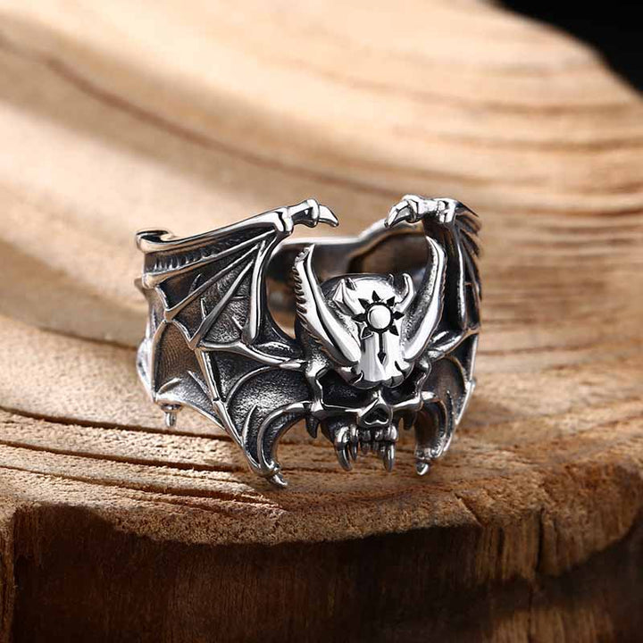 DemonMirror Men's Skull Sterling Silver Ring Jewelry-3