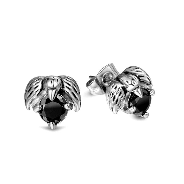 Black Diamond Earrings Studs | Gothic Stainless Steel Style by Demonmirror