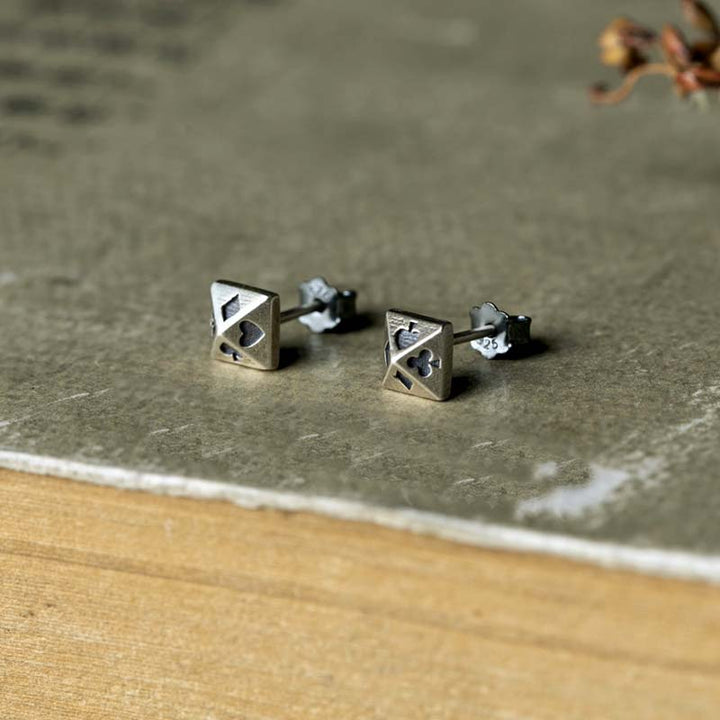 Pyramid earrings silver stud gothic jewelry-4