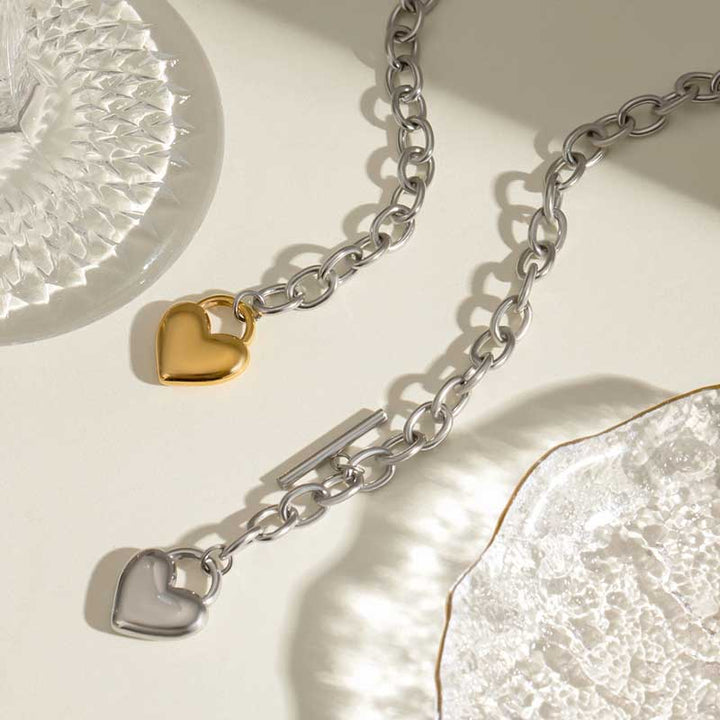 Gold Heart Necklace | Stainless Steel for Women by Demonmirror-3