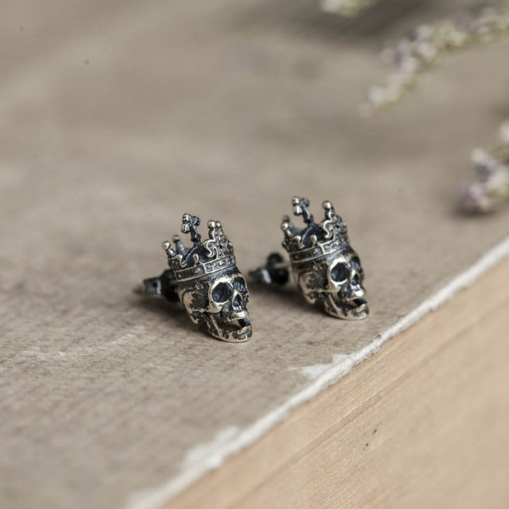 Earrings with Skulls | Gothic 925 Silver by Demonmirror-3