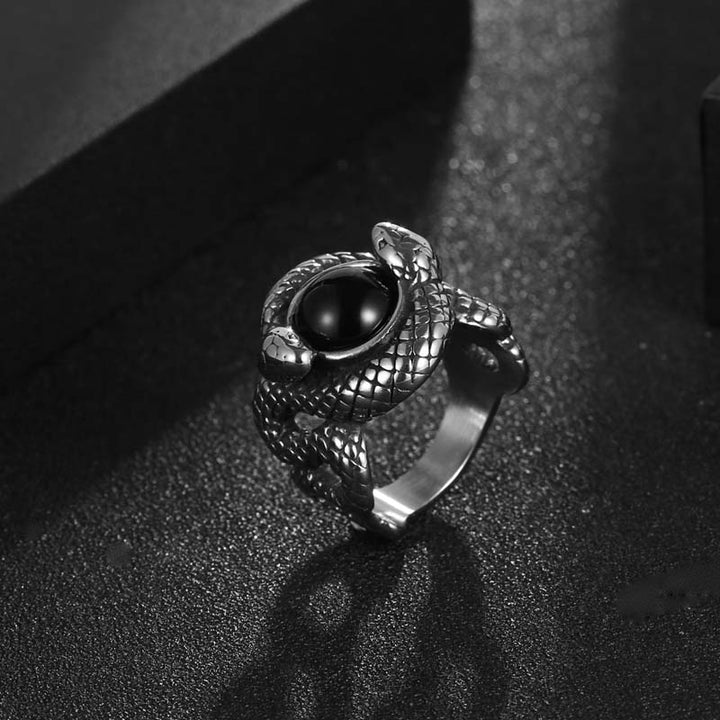 Snake Rings Set with Black Stones and Rubies by Demonmirror-4