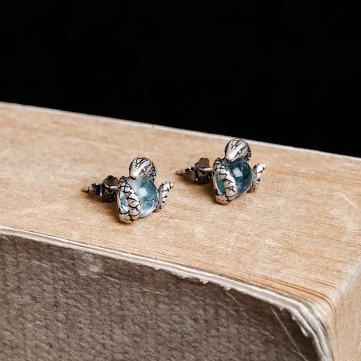 Snake Earrings | 925 Sterling Silver with Light Blue Topaz by Demonmirror-3