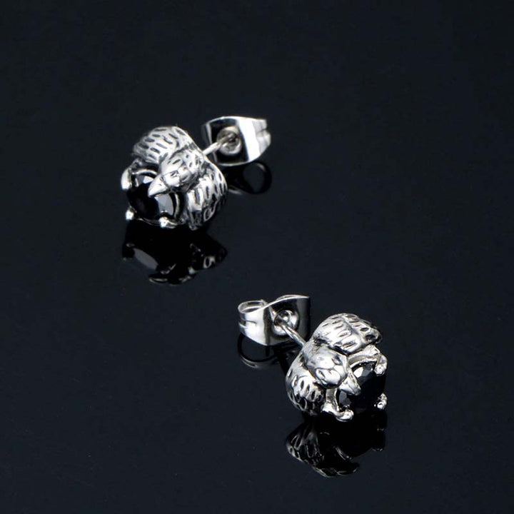 Black Diamond Earrings Studs | Gothic Stainless Steel Style by Demonmirror-2