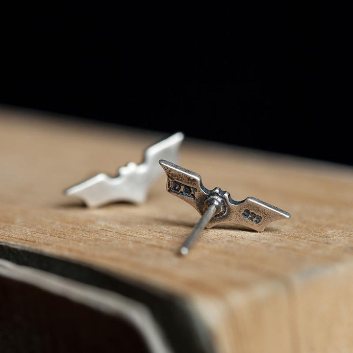 Bat Stud Earrings | 925 Silver Gothic  by Demonmirror-2