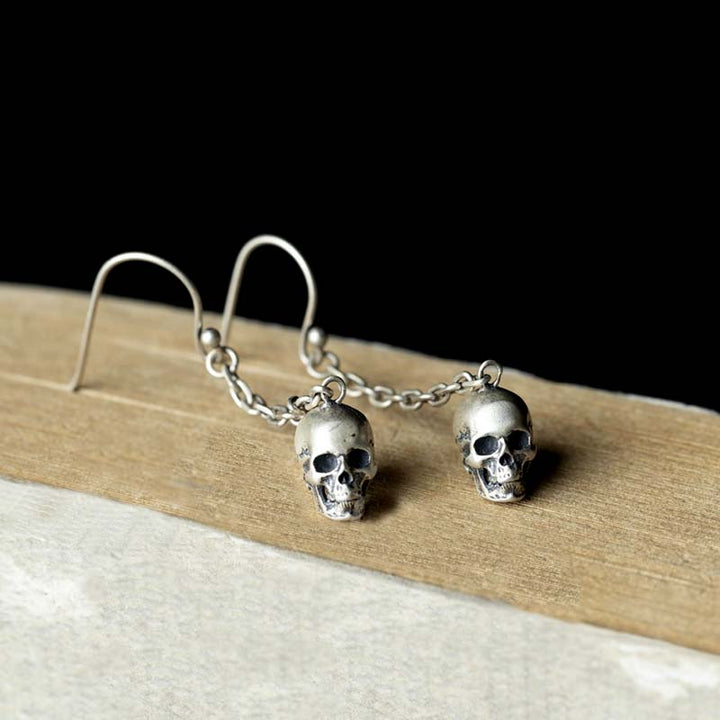 Sterling silver skull earrings with pendant design-2