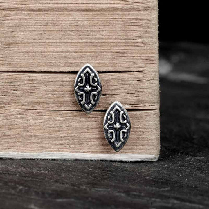 Gothic oval stud earrings in 925 sterling silver jewelry-3