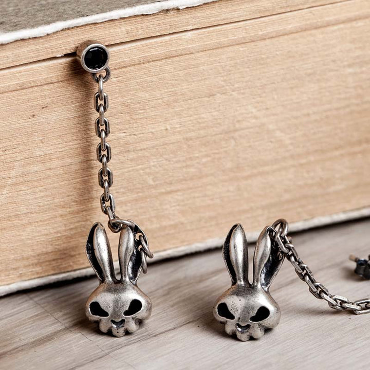 Cute bunny rabbit silver dangle earrings gothic chic-2