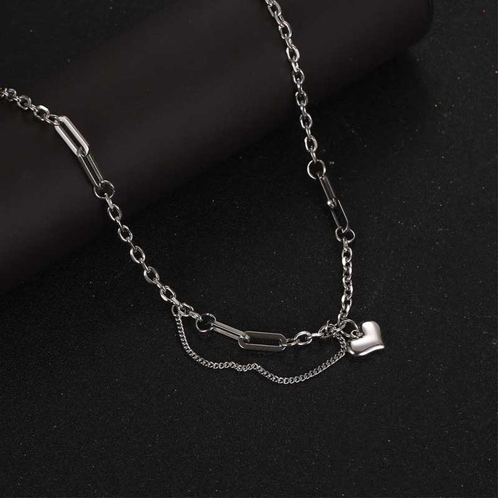 Heart Charm Necklace | Punk - style for Girls in Stainless Steel by Demonmirror-4