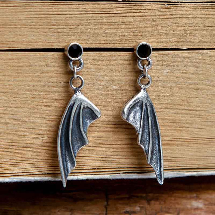 Bat Wing Earrings | 925 Sterling Silver Witch Earrings by Demonmirror-2