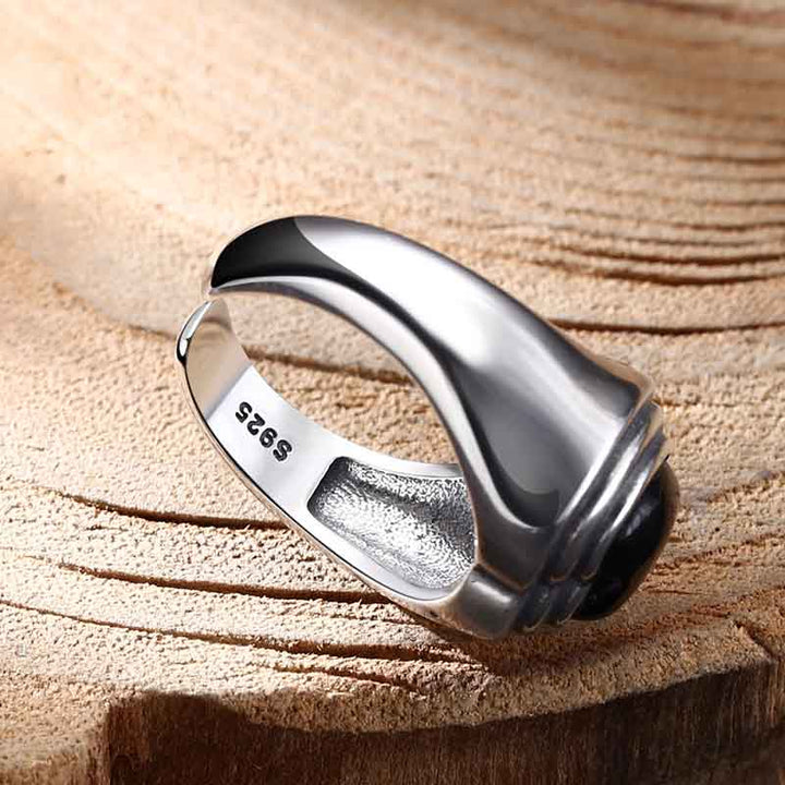 DemonMirror heart agate silver ring romantic style-3