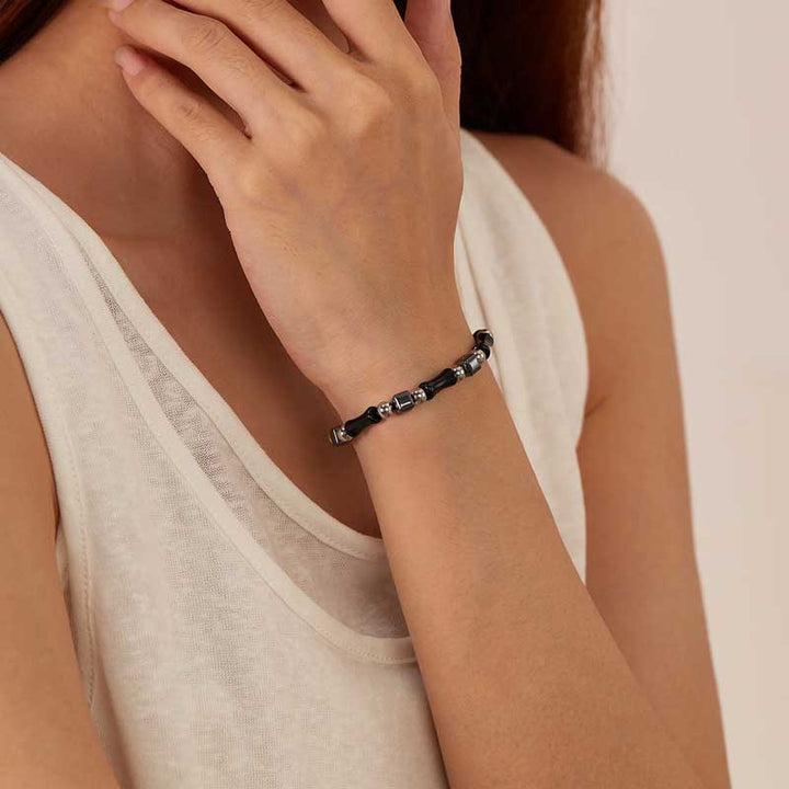Black Bead Bracelet | Gothic Stainless Steel for Women by Demonmirror-2