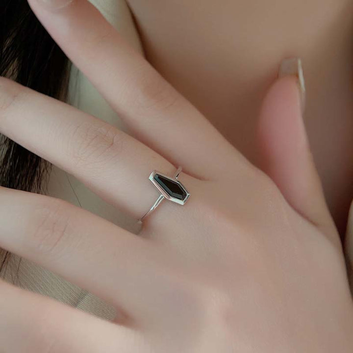 Black Coffin Ring - Sterling Silver Gothic Women's Ring by Demonmirror-5