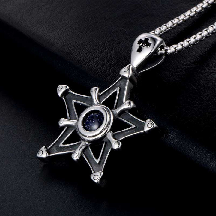 Black Star Sapphire Necklace in Gothic Stainless Steel by Demonmirror-3