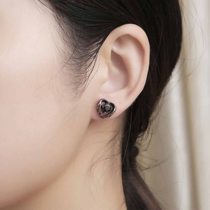 Heart Shaped Earrings | Stainless Steel Punk Jewelry | Demonmirror-6