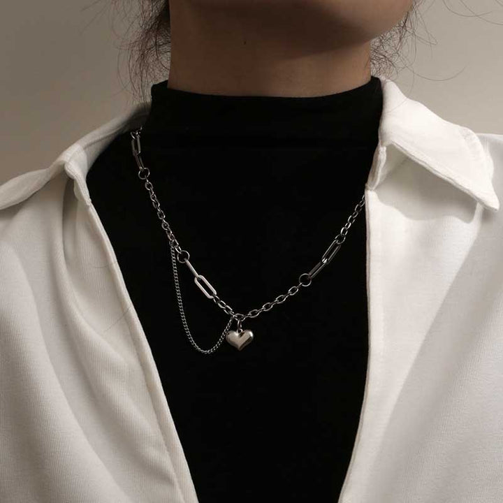Heart Charm Necklace | Punk - style for Girls in Stainless Steel by Demonmirror-2