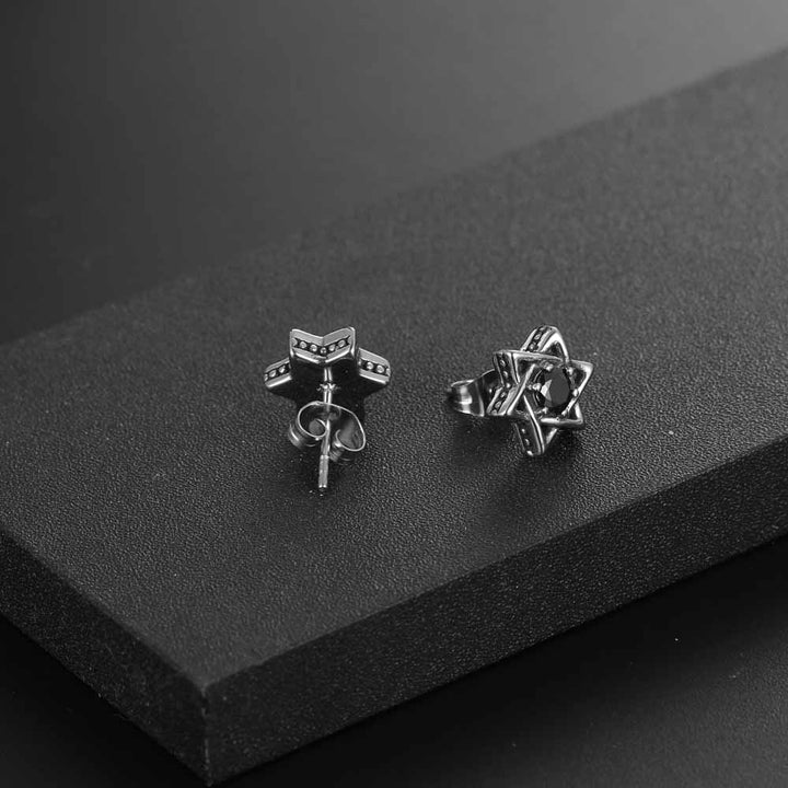 Stainless Steel Star Earrings - Demonmirror Punk Jewelry Collection-4