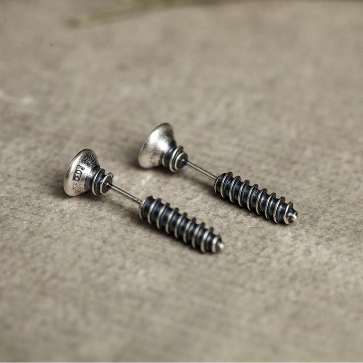 Screw Back Earrings | Punk Sterling Silver Studs by Demonmirror-3